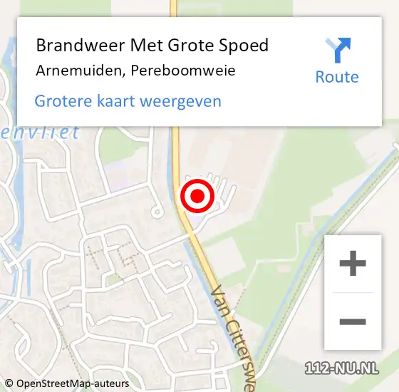 Locatie op kaart van de 112 melding: Brandweer Met Grote Spoed Naar Arnemuiden, Pereboomweie op 9 maart 2023 10:34