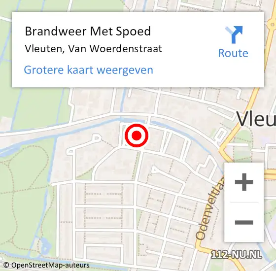 Locatie op kaart van de 112 melding: Brandweer Met Spoed Naar Vleuten, Van Woerdenstraat op 9 maart 2023 10:53
