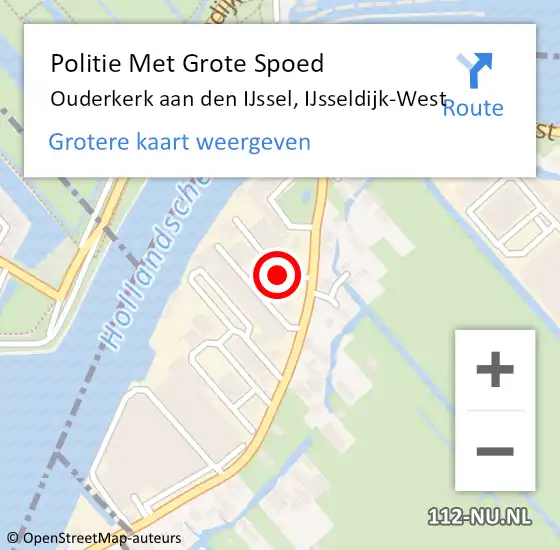 Locatie op kaart van de 112 melding: Politie Met Grote Spoed Naar Ouderkerk aan den IJssel, IJsseldijk-West op 9 maart 2023 11:00