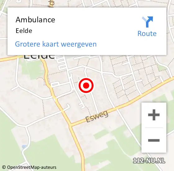 Locatie op kaart van de 112 melding: Ambulance Eelde op 9 maart 2023 11:18