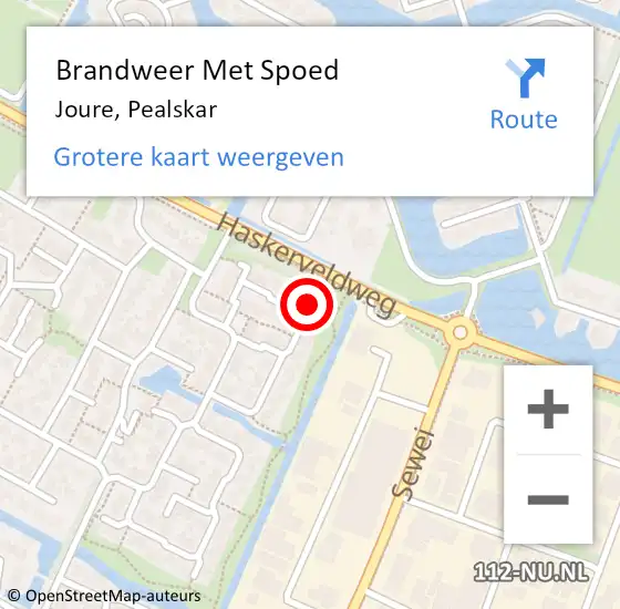 Locatie op kaart van de 112 melding: Brandweer Met Spoed Naar Joure, Pealskar op 9 maart 2023 11:34