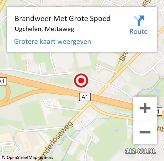 Locatie op kaart van de 112 melding: Brandweer Met Grote Spoed Naar Ugchelen, Mettaweg op 9 maart 2023 11:41