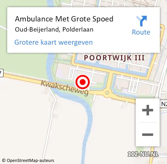 Locatie op kaart van de 112 melding: Ambulance Met Grote Spoed Naar Oud-Beijerland, Polderlaan op 9 maart 2023 11:50