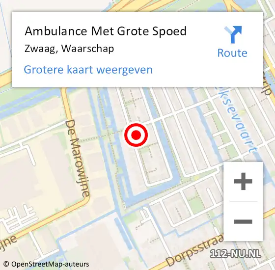 Locatie op kaart van de 112 melding: Ambulance Met Grote Spoed Naar Zwaag, Waarschap op 9 maart 2023 12:04