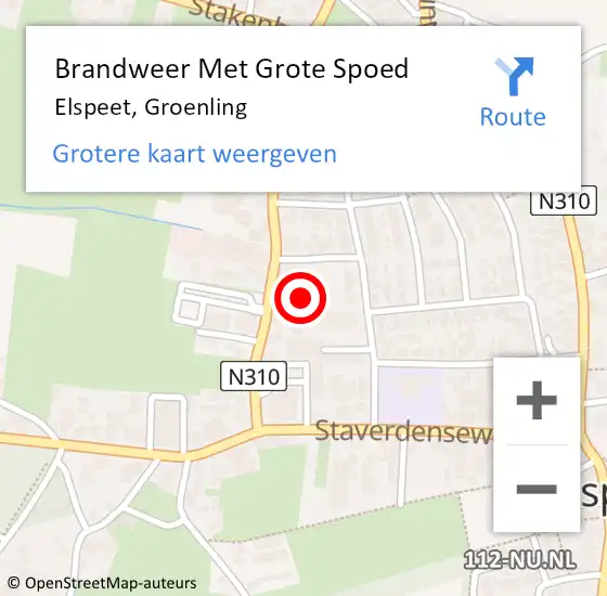 Locatie op kaart van de 112 melding: Brandweer Met Grote Spoed Naar Elspeet, Groenling op 9 maart 2023 12:06