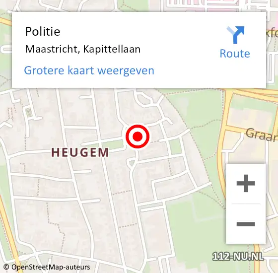 Locatie op kaart van de 112 melding: Politie Maastricht, Kapittellaan op 9 maart 2023 12:09