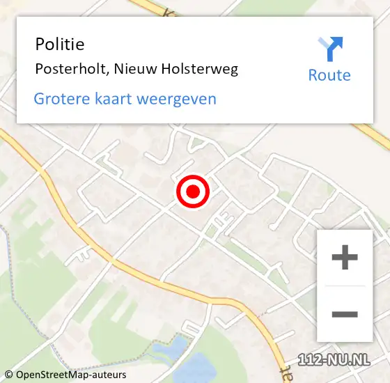 Locatie op kaart van de 112 melding: Politie Posterholt, Nieuw Holsterweg op 9 maart 2023 12:09