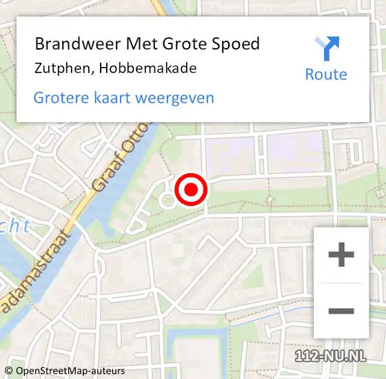 Locatie op kaart van de 112 melding: Brandweer Met Grote Spoed Naar Zutphen, Hobbemakade op 9 maart 2023 12:11