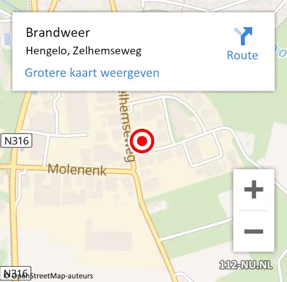 Locatie op kaart van de 112 melding: Brandweer Hengelo, Zelhemseweg op 9 maart 2023 12:14