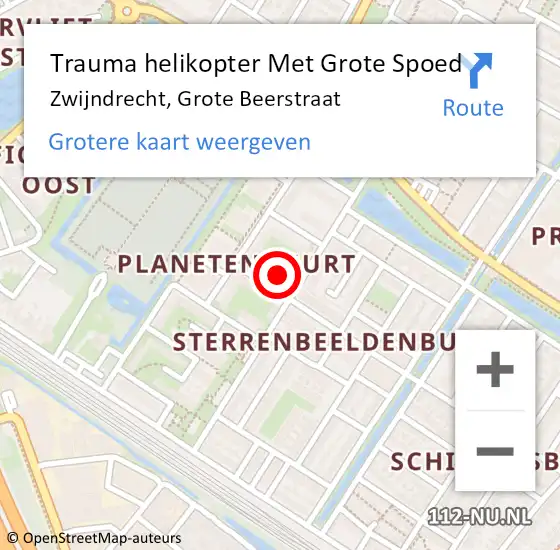 Locatie op kaart van de 112 melding: Trauma helikopter Met Grote Spoed Naar Zwijndrecht, Grote Beerstraat op 9 maart 2023 12:20