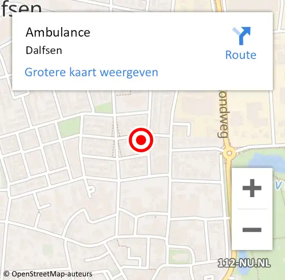 Locatie op kaart van de 112 melding: Ambulance Dalfsen op 9 maart 2023 12:44