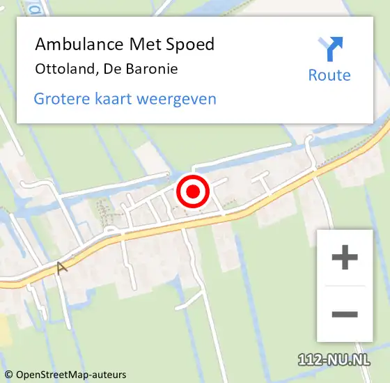 Locatie op kaart van de 112 melding: Ambulance Met Spoed Naar Ottoland, De Baronie op 9 maart 2023 13:06