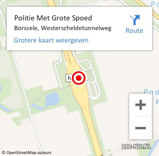 Locatie op kaart van de 112 melding: Politie Met Grote Spoed Naar Borssele, Westerscheldetunnelweg op 9 maart 2023 13:42