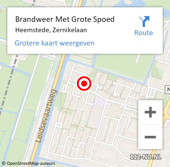 Locatie op kaart van de 112 melding: Brandweer Met Grote Spoed Naar Heemstede, Zernikelaan op 9 maart 2023 13:49