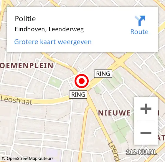 Locatie op kaart van de 112 melding: Politie Eindhoven, Leenderweg op 9 maart 2023 13:50