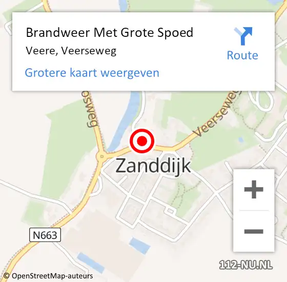 Locatie op kaart van de 112 melding: Brandweer Met Grote Spoed Naar Veere, Veerseweg op 9 maart 2023 13:56