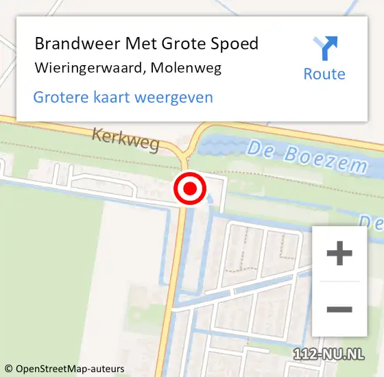 Locatie op kaart van de 112 melding: Brandweer Met Grote Spoed Naar Wieringerwaard, Molenweg op 9 maart 2023 13:58