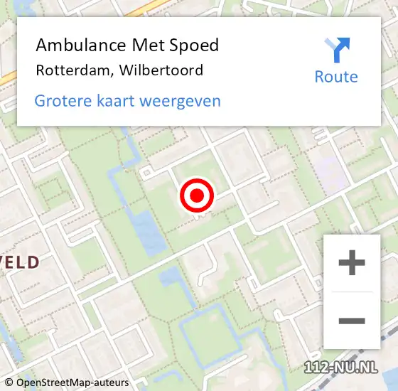 Locatie op kaart van de 112 melding: Ambulance Met Spoed Naar Rotterdam, Wilbertoord op 9 maart 2023 14:00