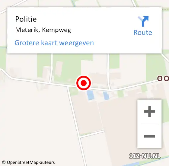 Locatie op kaart van de 112 melding: Politie Meterik, Kempweg op 9 maart 2023 14:11