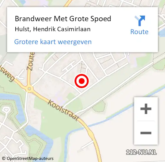 Locatie op kaart van de 112 melding: Brandweer Met Grote Spoed Naar Hulst, Hendrik Casimirlaan op 9 maart 2023 14:11