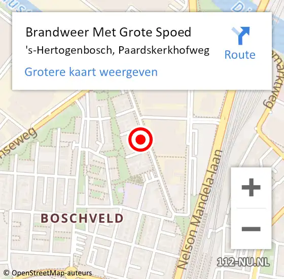 Locatie op kaart van de 112 melding: Brandweer Met Grote Spoed Naar 's-Hertogenbosch, Paardskerkhofweg op 9 maart 2023 14:44