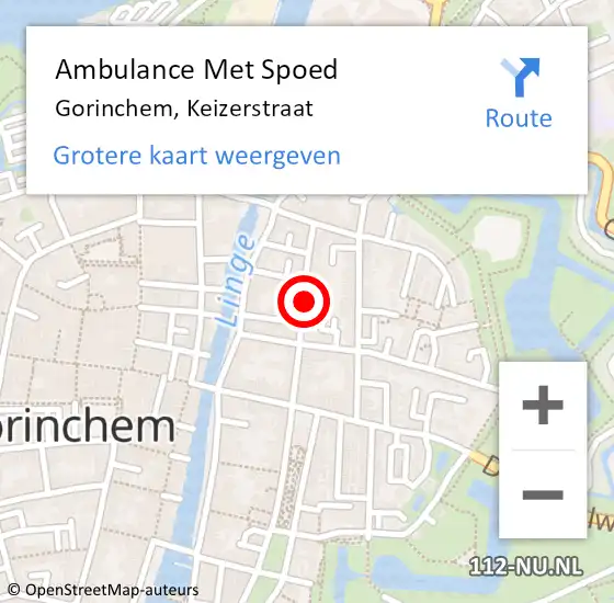 Locatie op kaart van de 112 melding: Ambulance Met Spoed Naar Gorinchem, Keizerstraat op 9 maart 2023 14:45