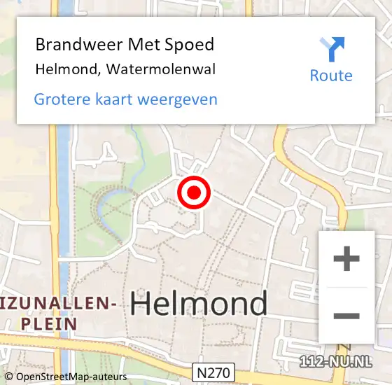 Locatie op kaart van de 112 melding: Brandweer Met Spoed Naar Helmond, Watermolenwal op 9 maart 2023 14:53