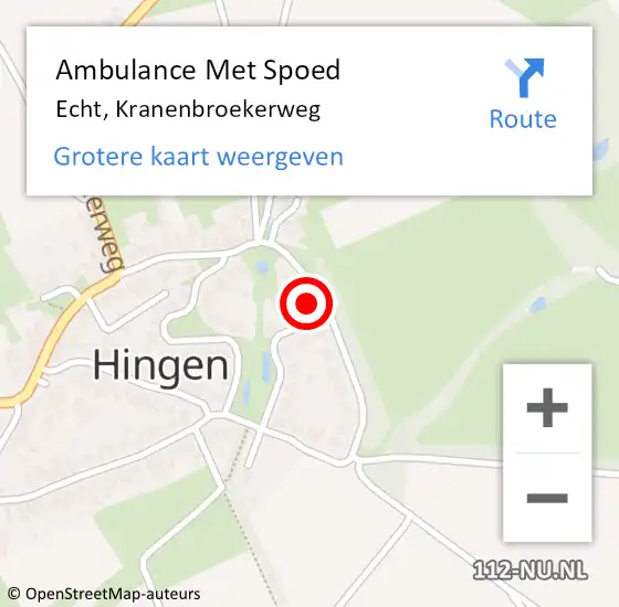 Locatie op kaart van de 112 melding: Ambulance Met Spoed Naar Echt, Kranenbroekerweg op 9 maart 2023 14:56