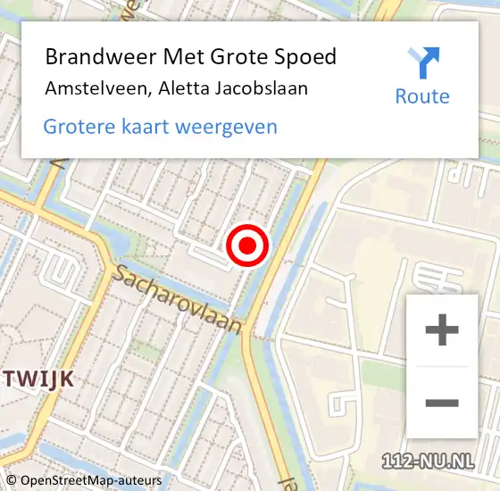 Locatie op kaart van de 112 melding: Brandweer Met Grote Spoed Naar Amstelveen, Aletta Jacobslaan op 18 augustus 2014 11:34