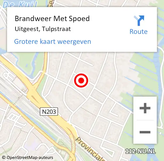 Locatie op kaart van de 112 melding: Brandweer Met Spoed Naar Uitgeest, Tulpstraat op 9 maart 2023 15:13