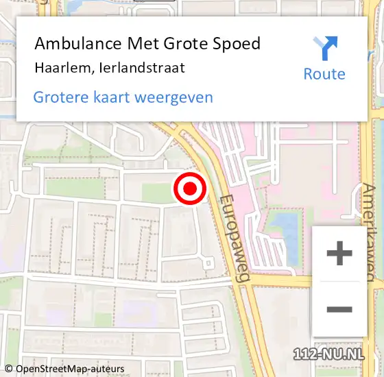 Locatie op kaart van de 112 melding: Ambulance Met Grote Spoed Naar Haarlem, Ierlandstraat op 9 maart 2023 15:19