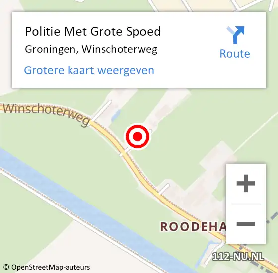 Locatie op kaart van de 112 melding: Politie Met Grote Spoed Naar Groningen, Winschoterweg op 9 maart 2023 15:21