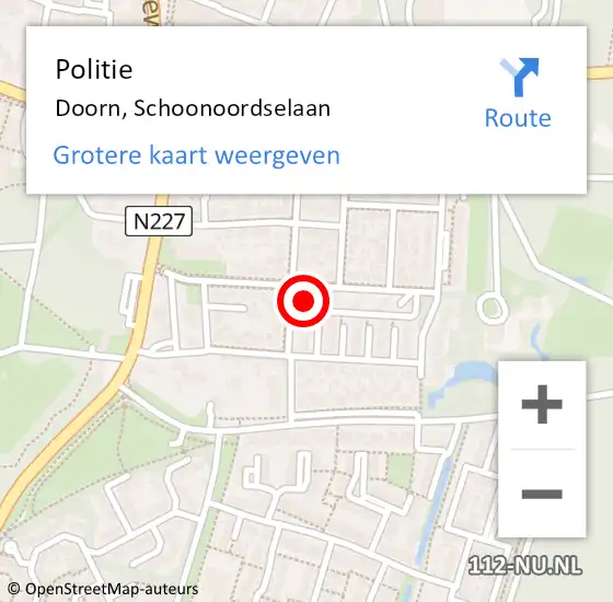 Locatie op kaart van de 112 melding: Politie Doorn, Schoonoordselaan op 9 maart 2023 15:21