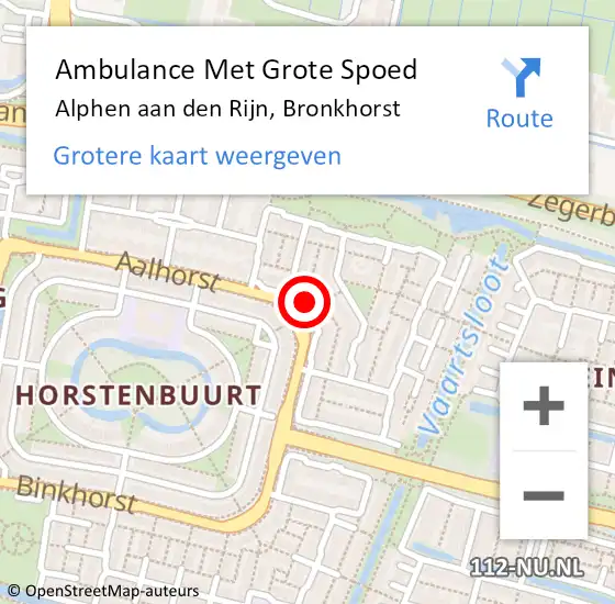 Locatie op kaart van de 112 melding: Ambulance Met Grote Spoed Naar Alphen aan den Rijn, Bronkhorst op 9 maart 2023 15:35