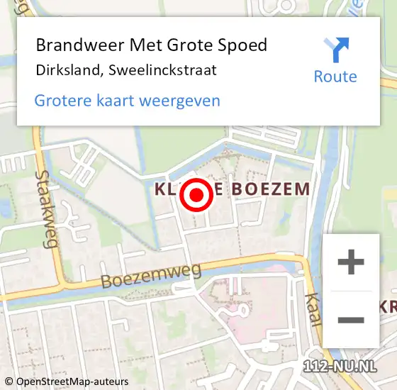 Locatie op kaart van de 112 melding: Brandweer Met Grote Spoed Naar Dirksland, Sweelinckstraat op 9 maart 2023 15:44