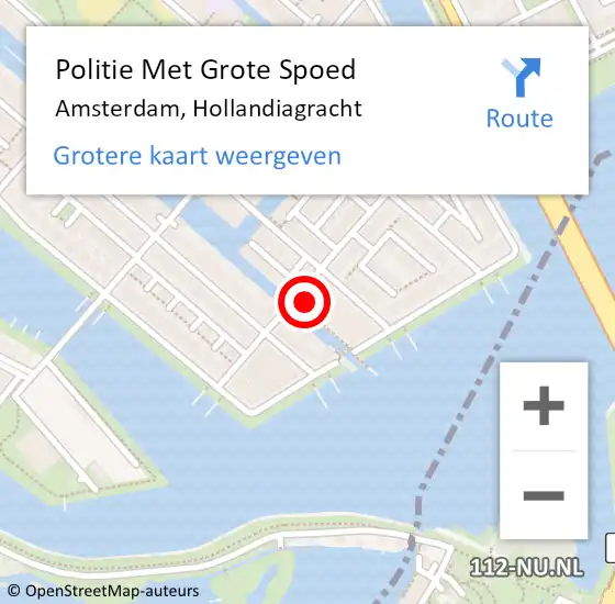 Locatie op kaart van de 112 melding: Politie Met Grote Spoed Naar Amsterdam, Hollandiagracht op 9 maart 2023 15:54