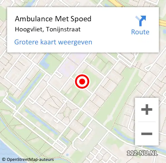 Locatie op kaart van de 112 melding: Ambulance Met Spoed Naar Hoogvliet, Tonijnstraat op 9 maart 2023 16:10