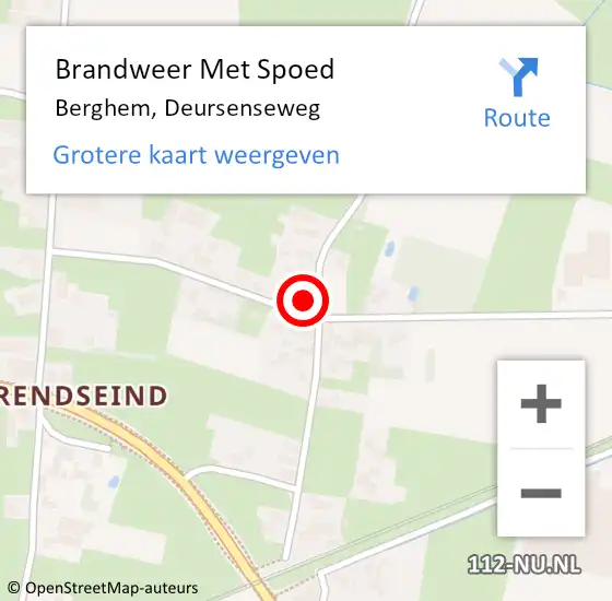 Locatie op kaart van de 112 melding: Brandweer Met Spoed Naar Berghem, Deursenseweg op 9 maart 2023 16:21