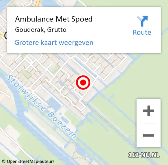 Locatie op kaart van de 112 melding: Ambulance Met Spoed Naar Gouderak, Grutto op 9 maart 2023 16:41