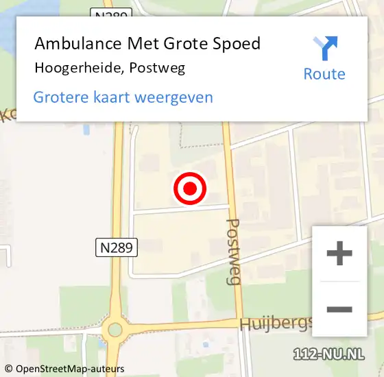 Locatie op kaart van de 112 melding: Ambulance Met Grote Spoed Naar Hoogerheide, Postweg op 11 oktober 2013 20:41