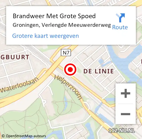 Locatie op kaart van de 112 melding: Brandweer Met Grote Spoed Naar Groningen, Verlengde Meeuwerderweg op 9 maart 2023 16:53