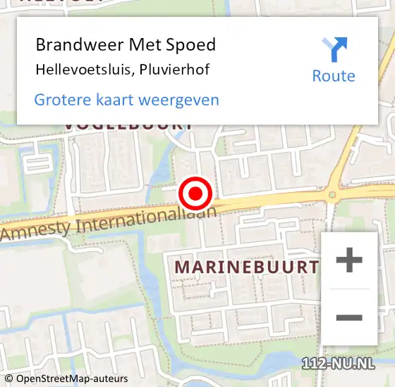 Locatie op kaart van de 112 melding: Brandweer Met Spoed Naar Hellevoetsluis, Pluvierhof op 9 maart 2023 17:05