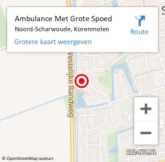 Locatie op kaart van de 112 melding: Ambulance Met Grote Spoed Naar Noord-Scharwoude, Korenmolen op 9 maart 2023 17:35