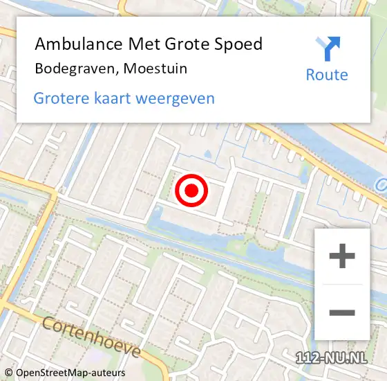 Locatie op kaart van de 112 melding: Ambulance Met Grote Spoed Naar Bodegraven, Moestuin op 9 maart 2023 17:38