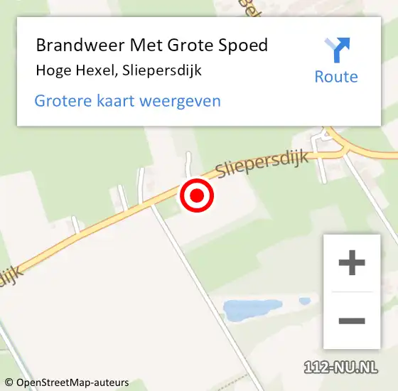 Locatie op kaart van de 112 melding: Brandweer Met Grote Spoed Naar Hoge Hexel, Sliepersdijk op 9 maart 2023 18:12