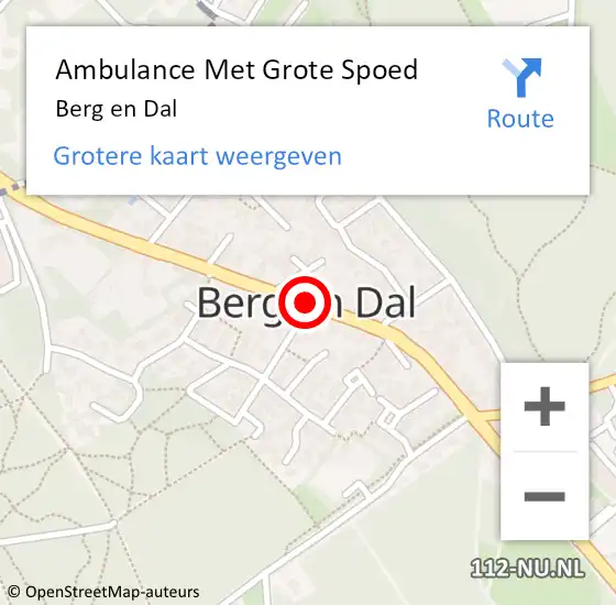 Locatie op kaart van de 112 melding: Ambulance Met Grote Spoed Naar Berg en Dal op 9 maart 2023 18:29