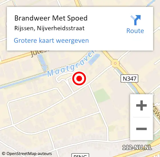 Locatie op kaart van de 112 melding: Brandweer Met Spoed Naar Rijssen, Nijverheidsstraat op 9 maart 2023 18:29