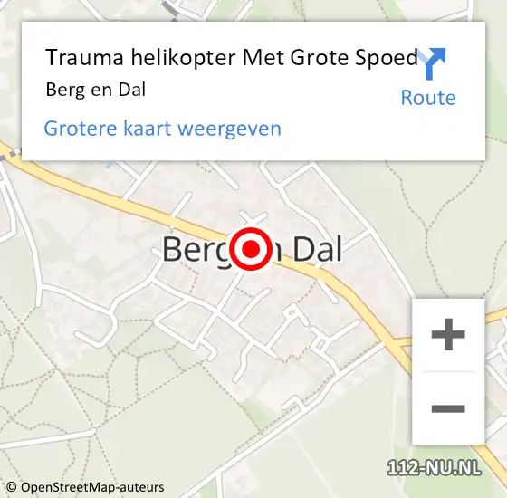 Locatie op kaart van de 112 melding: Trauma helikopter Met Grote Spoed Naar Berg en Dal op 9 maart 2023 18:35