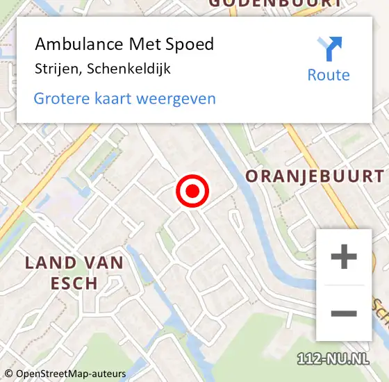 Locatie op kaart van de 112 melding: Ambulance Met Spoed Naar Strijen, Schenkeldijk op 9 maart 2023 18:37