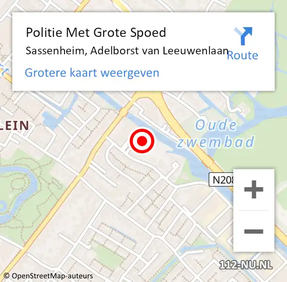 Locatie op kaart van de 112 melding: Politie Met Grote Spoed Naar Sassenheim, Adelborst van Leeuwenlaan op 9 maart 2023 18:40